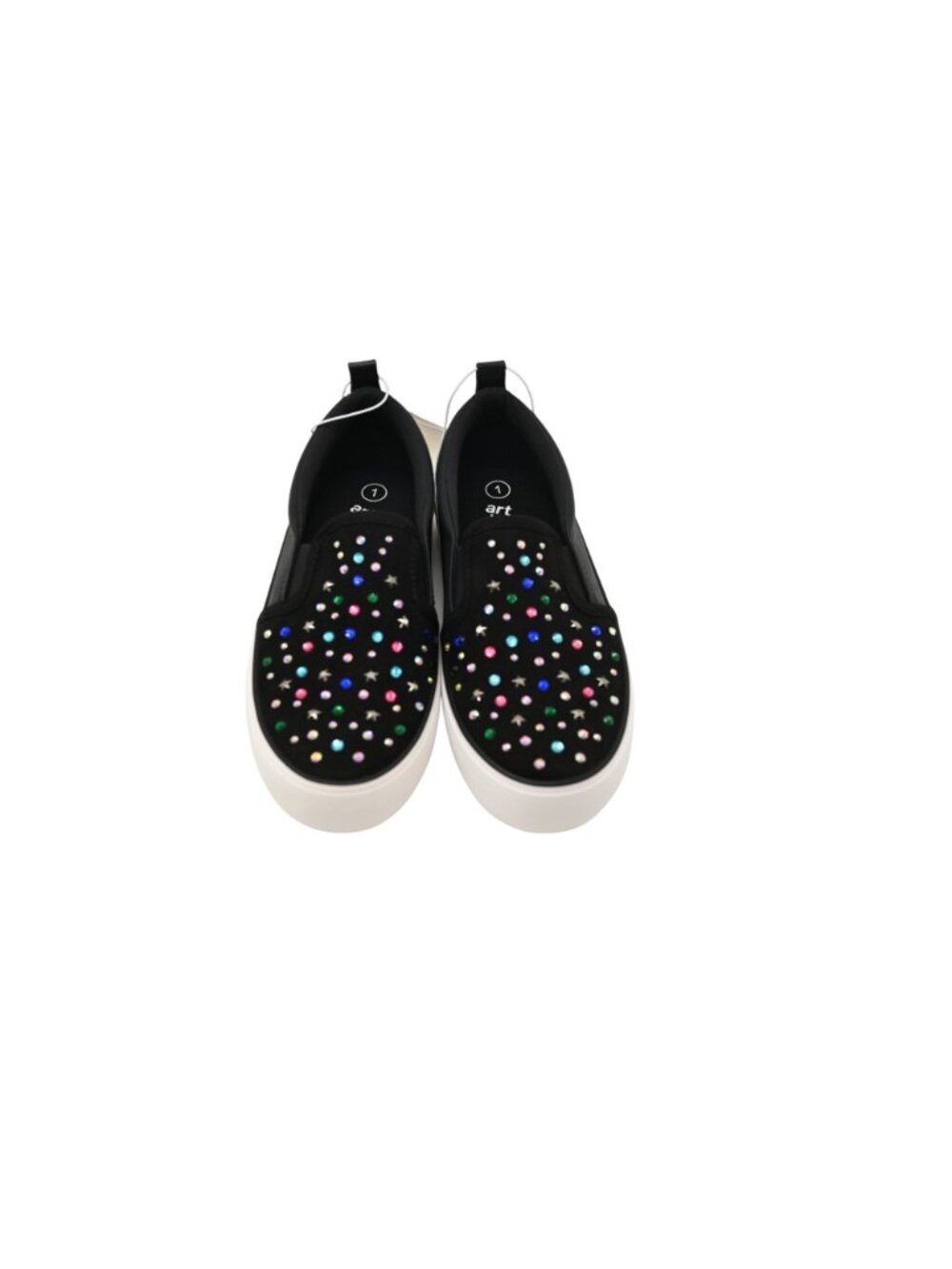 NIB Art Class Hanna Slip On Fashion Sneakers Sz 1 Kids Black Rhinestone Canvas - Picture 4 of 8